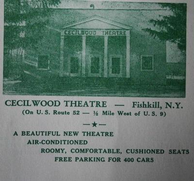 1952 CECILWOOD THEATRE Fishkill NY Summer Stock Program