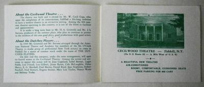 1952 CECILWOOD THEATRE Fishkill NY Summer Stock Program