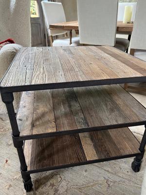 Restoration Hardware Dutch Industrial Side Table Elm Wood Metal