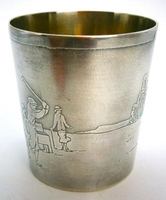 Silverplate Glass with Golf Scene by Black, Starr & Frost