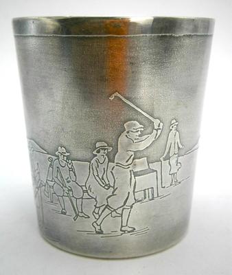Silverplate Glass with Golf Scene by Black, Starr & Frost