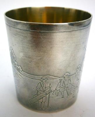 Silverplate Glass with Golf Scene by Black, Starr & Frost