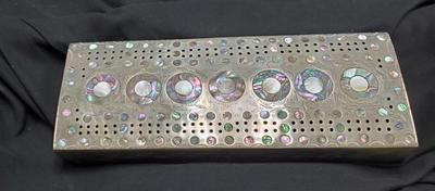 Silver with Abalone Inlay Cribbage Board