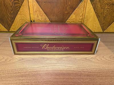 BUDWEISER MILLENNIUM LIMITED EDITION SEALED BOTTLE WITH 4 GLASSES