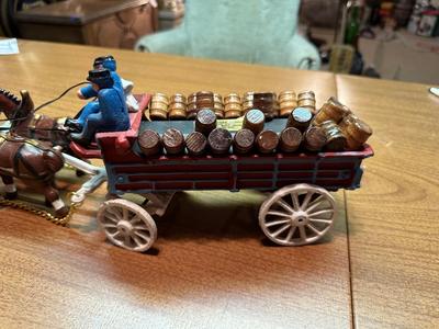 BUDWEISER CAST IRON CLYDESDALE BEER WAGON
