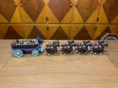 BUDWEISER CAST IRON CLYDESDALE BEER WAGON