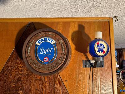 2 PABST BLUE RIBBON BEER SIGNS, 1 IS LIGHTED