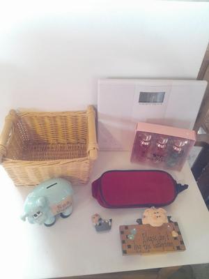 Bath pigs, health o meter digital scale and other Bath decor and needs