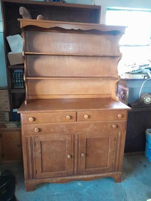 Two-piece Display Hutch with shelving and storage