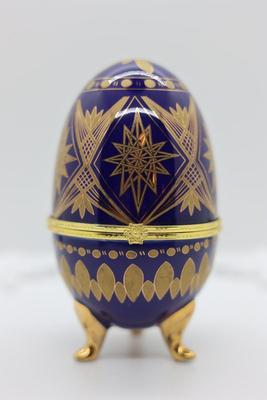 Porcelain Colbalt Blue & Gold Egg
