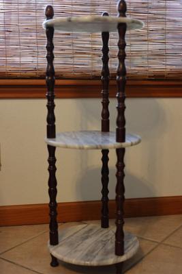 White Marble Three Tier Accent Table