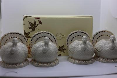 LENOX Porcelain Turkey Taper Candle Holders (4)