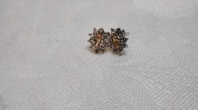 CW Citrine Surrounded by White Sapphires 925 Earrings