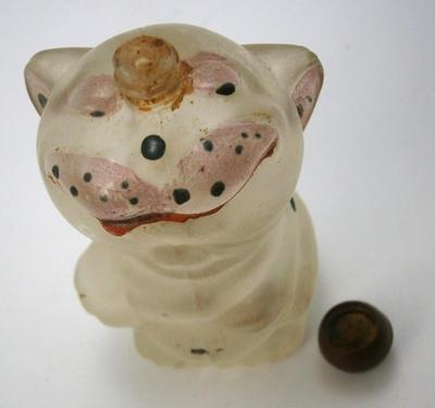Figural Comic Character "BONZO" Satin Glass Perfume Bottle