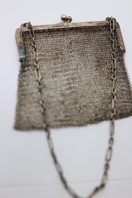 Antique Silver Mesh Bag With Coin Purse Made in Spain  (See Description)