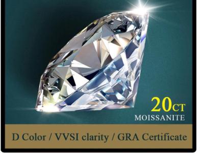 Massive 20 Carat Moissanite Diamond GRA Certified With Paperwork