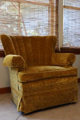 Velvet Yellow Club Chair (2 of 2)
