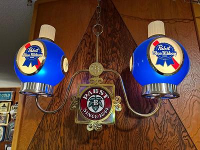 PABST BLUE RIBBON HANGING & LIGHTED SIGN