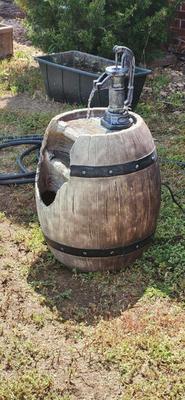 Ceramic Barrel electric patio / garden fountain