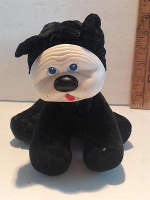 RARE Josit Enterprises Vintage Plush Puppy Dog Black Velvet Rubber / Vinyl Face