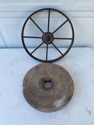 Grinding Stone & Wagon Wheel