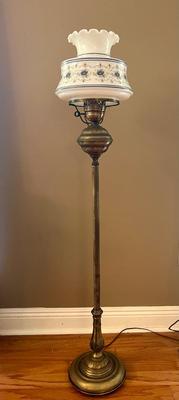 Vintage Quoizel Abigail Adams Milk Glass Globe, Floor Lamp