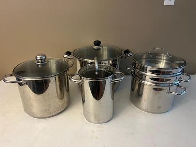 Assorted Heavy Stainless Steel Pot Lot