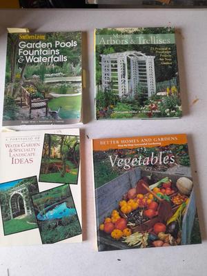 Garden books Garden pools Arbors and trellises Landscaping and Vegetables