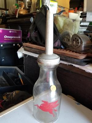 Mobil Glass Oil Jar