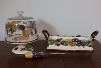 Noble Excellence Napa Valley Cheese & Cracker Set with Glass Dome, Cracker Boat & Cheese Knife