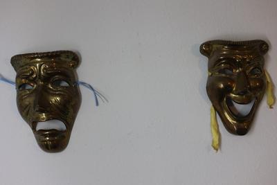 Solid Brass (2) Theatrical Wall Masks Decor