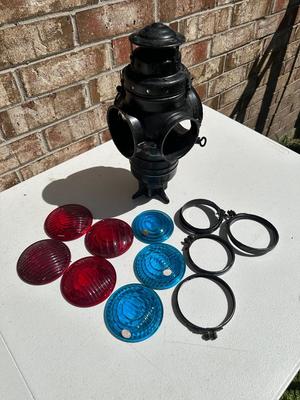 Antique Non Sweating Four Way Fully Fitted Railroad Lantern
