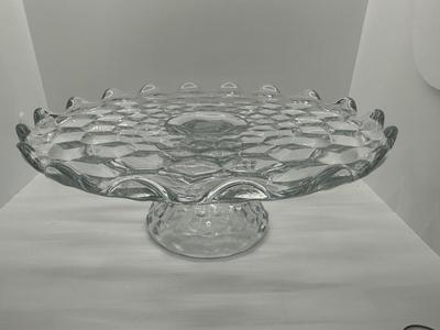 Vintage Fostoria American Clear 10.5â€ Wide 4.5â€ Height Glass Cake Stand Platter