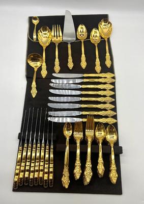 1847 Rogers Bros Gold Plate, Heritage Silversmiths three piece hostess