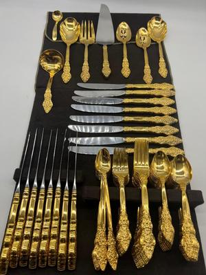 1847 Rogers Bros Gold Plate, Heritage Silversmiths three piece hostess
