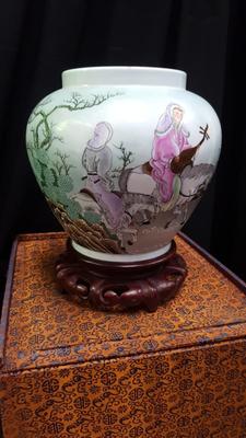 Chinese Famille Vase in original box