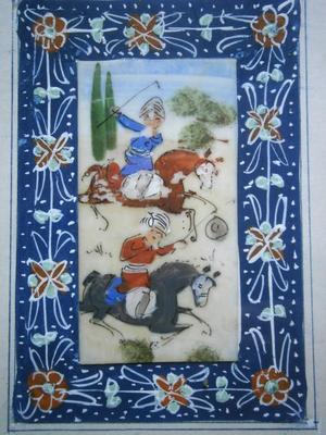 Hand Painted Scene of Persian Polo Players