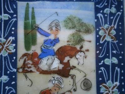 Hand Painted Scene of Persian Polo Players