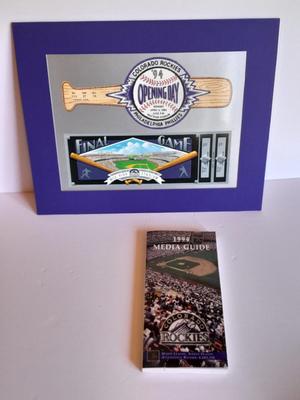 1994 Colorado Rockies opening day & last day at Mile High matted Picture with Media guide.