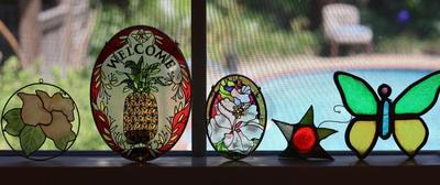 Stained Glass Window Panels - (5) Total