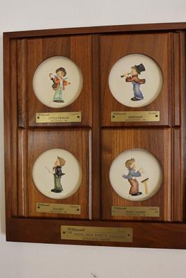 Vintage Hummel Goebel 1984-1987 "Little Music Makers" 4 Plates W / Wooden Frame