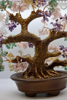 Multi-Gemstone Bonsai Tree of Life with 1,251 Natural Gemstones W/ Tag