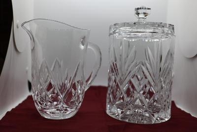 Crystal Pitcher & Ice Bucket/Biscuit Jar