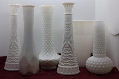 Six (6) Milk Glass Vases