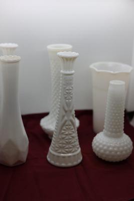 Six (6) Milk Glass Vases