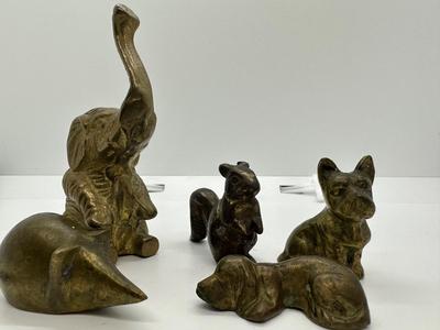 Five (5) Small Brass Animal Figurines