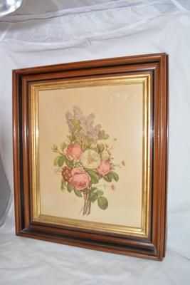 Framed JL Prevost French Floral Print Measures 22"x19.25"
