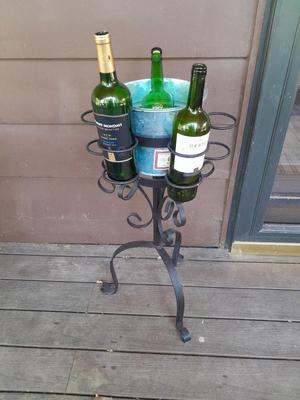 Wrought Iron Wine stand holder with ice bucket Perfect for the house or Patio!