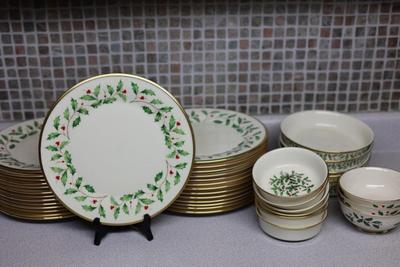LENOX Holiday Set - (6) Soup Bowls, (6) Fruit Bowls, (3) Condiment/Candy Bowls, (27) Dinner Plates