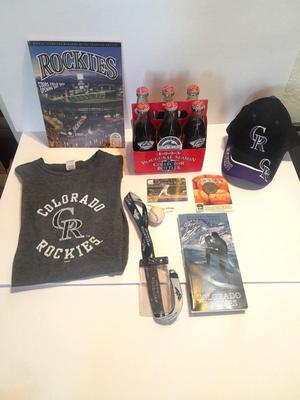 Colorado Rockies Memorabilia Larry Walker # 33 holographic card, coke collector's bottles, Baseball cap, scorecard magazine and more